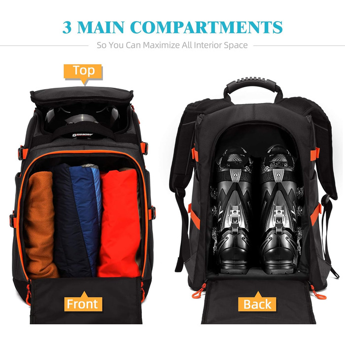 Чохол для лижних/сноубордистських черевиків та скейтборду TurnWay, чорний/помаранчевий, універсальний розмір