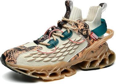 Чоловічі бігові кросівки для вулиці: легкі, зручні, дихаючі, з антиковзкою підошвою. Ідеальні для спорту, фітнесу, джогінгу. Білий колір (41.5 EU, світло-коричневий)