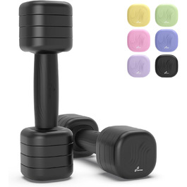 Sportneer Регульовані гантелі для жінок – комплект з 2 гантелей (по 1–2,5 кг) з неслизьким TPU-покриттям, 4-в-1 комплект гантелей для фітнесу вдома, для домашнього спортзалу та силових тренувань, колір: Димчасто-чорний