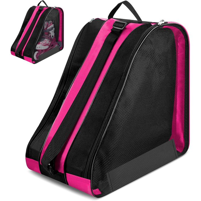 Сумка для роликів та ковзанів для дітей, рожева. З регульованим ремінцем. Підходить для роликів, ковзанів та хокею.