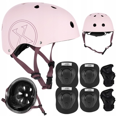 Дитячий велосипедний шолом з регулюванням + комплект захисту для скейту, розмір M