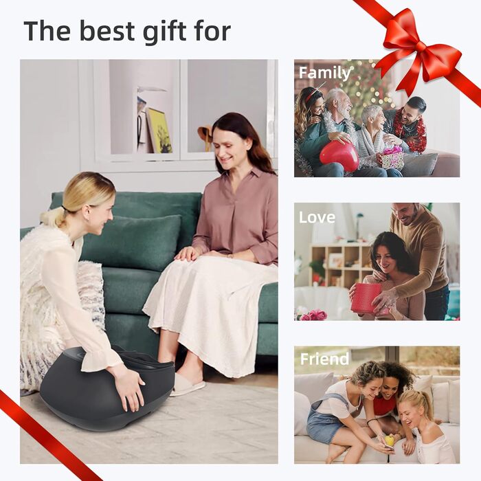 Масажер для ніг Snailax з підігрівом, розминанням, компресією та вібрацією. Електричний масажер для ніг при п'яткової фасції. Чорний колір