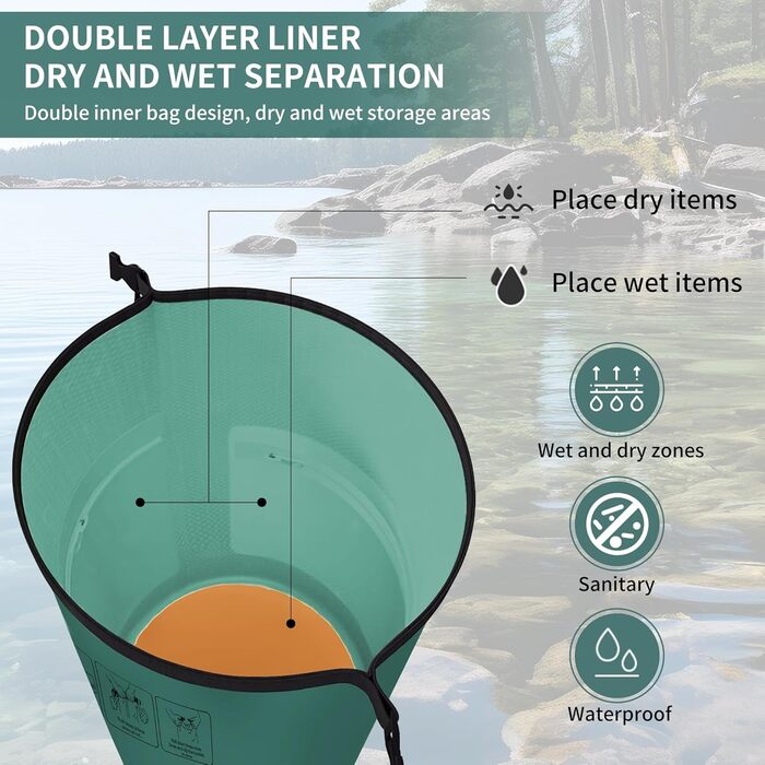 Водонепроникний рюкзак Naturehike Dry Bag 15L – Сумка-мішок для каякінгу, човнів, риболовлі, рафтингу, плавання, сноубордингу (Зелений)