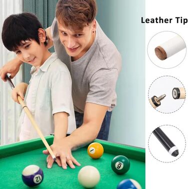 Більярдні киї з твердого дерева, для дітей, підлітків та дорослих, 58 дюймів, набір 2 шт.
