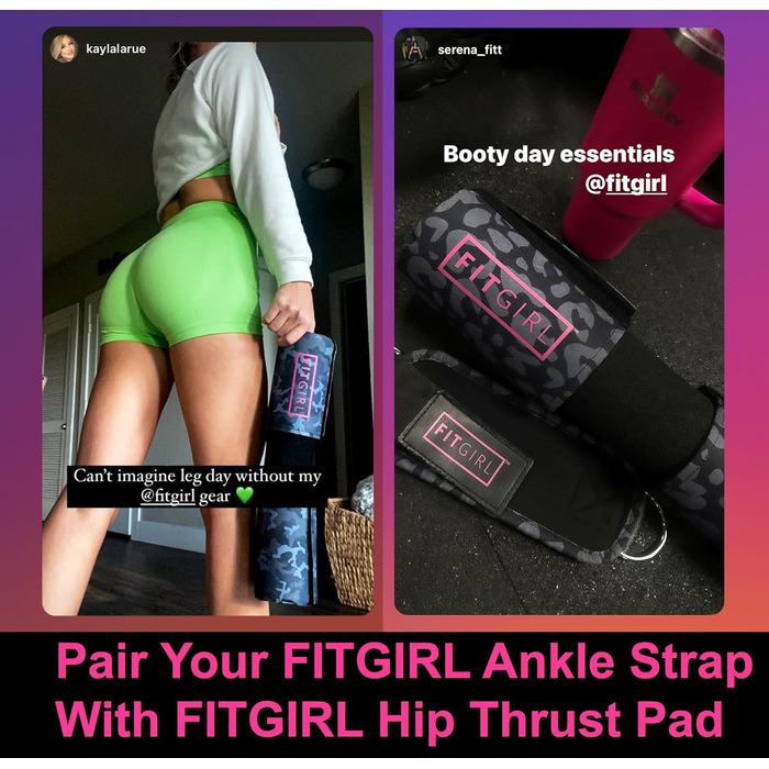 FITGIRL Манжети для щиколоток для тренажерів і резинок, для дому та спортзалу, для тренування сідниць, кікбеків, розгинання ніг, відведення стегна