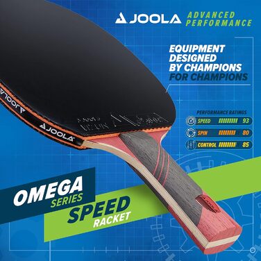JOOLA Omega Speed – ракетка для настільного тенісу турнірного рівня з ручкою для професійного тренування, покриття Vizon, для швидкості, червона