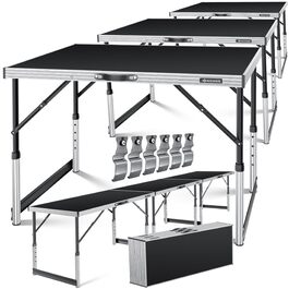 KESSER® Багатофункціональний стіл Profi 3-частини, 100x60 см, чорний. Стіл для обклеювання, ярмарку, кемпінгу, висота регулюється, вантажопідйомність 90 кг