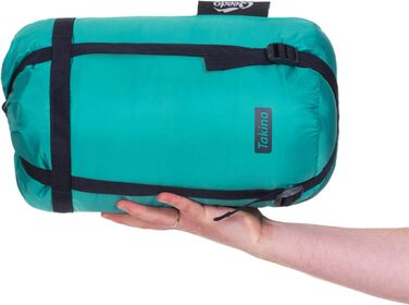 Сплячий мішок Qeedo Fluffy 0 Daunen - 4 сезони, температура комфорту 0°C, RDS-сертифікований, для кемпінгу, трекінгу, туризму (Турквіс, M)