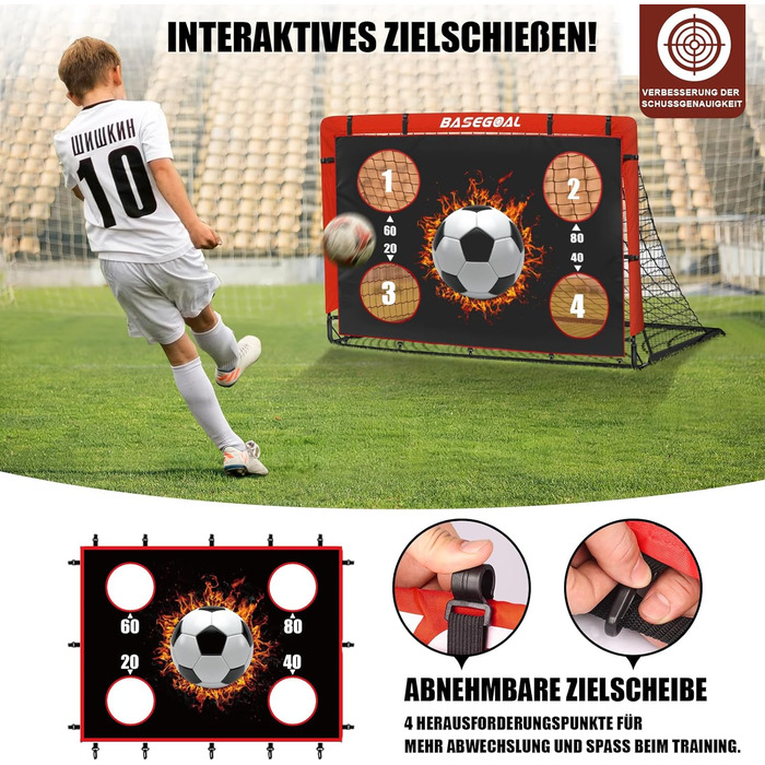 Дитячі футбольні ворота Klappbares Fußballtor 150x120 см з мішенню, 2-в-1 для саду та пляжу, з сумкою та анкерами