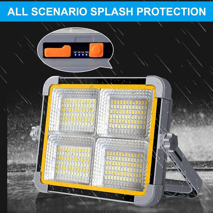 Сонячний прожектор ERAY 150W LED з акумулятором 7800mAh, 336 LED, 4 режими, 2 способи зарядки, портативний кемпінговий ліхтар та робоче освітлення для кемпінгу, гаража, надзвичайних ситуацій на відкритому повітрі, сірий