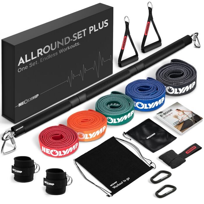 NEOLYMP Фітнес-гумки Lange: набір для тренувань з аксесуарами, стійкі до прання, для фітнесу, силових тренувань, гімнастики та підтягувань