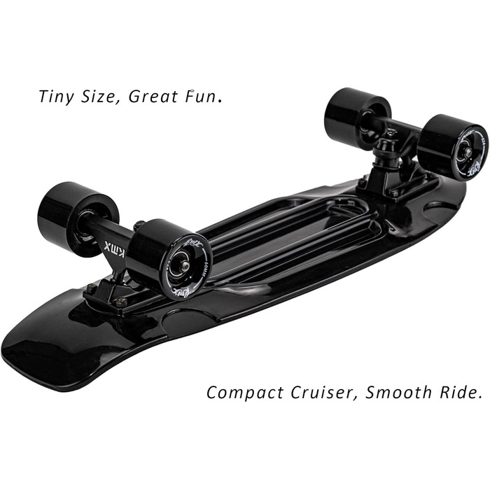 Скейтборд KMX Classic Mini Cruiser 22/27 дюймів для дітей, підлітків та дорослих. Алюмінієві осі, підшипники ABEC-9, колеса 60мм (Чорний)