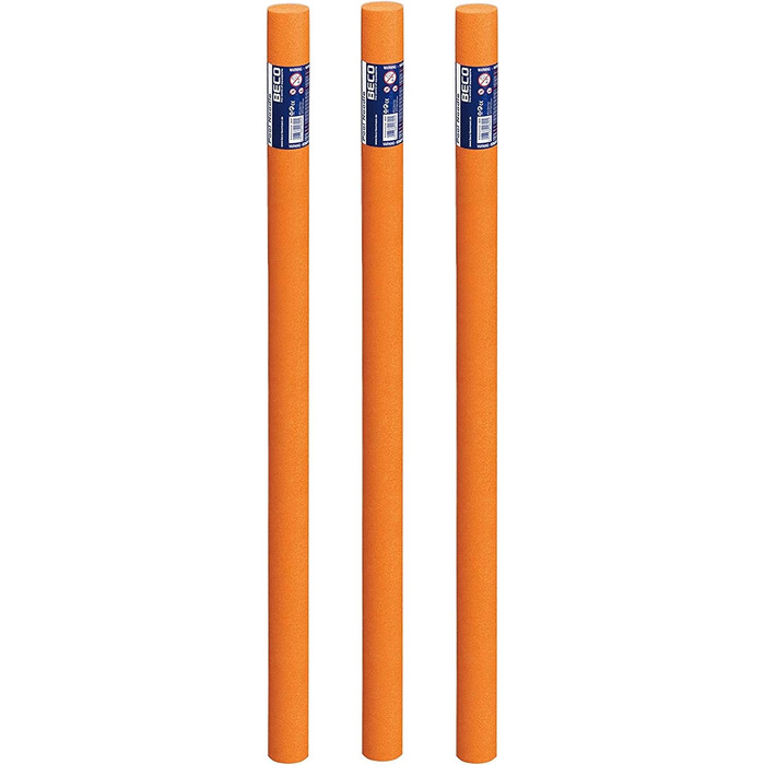 Поролонова аквапалка BECO PoolNoodle Compact 160×7,5 см, помаранчева, 3 шт. – для аквафітнесу та басейну