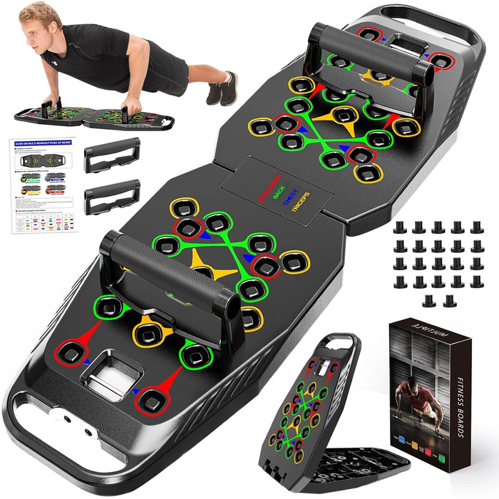 Дошка для віджимань 20 в 1, чорна, складана, багатофункціональна, для домашніх тренувань, фітнес-обладнання