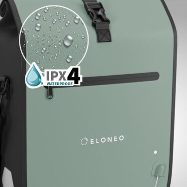 Велосипедна сумка ELONEO на багажник з LED-підсвіткою, 28 л, 100% водонепроникна, з ручкою та плечовим ременем, м'ятна