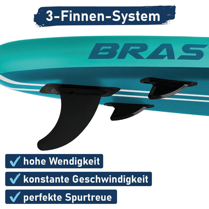 SUP дошка BRAST Primo надувна з веслом та аксесуарами 320x81x15 см (Бірюзова)
