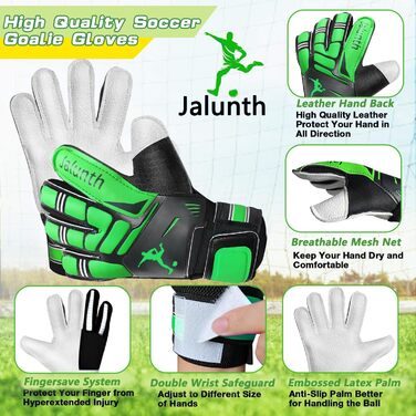 Воротарські рукавички Jalunth Fingersave з латексом для дітей і дорослих, чоловіків і жінок, з захистом пальців, футбольні рукавиці для хлопців і дівчат, протиковзкі