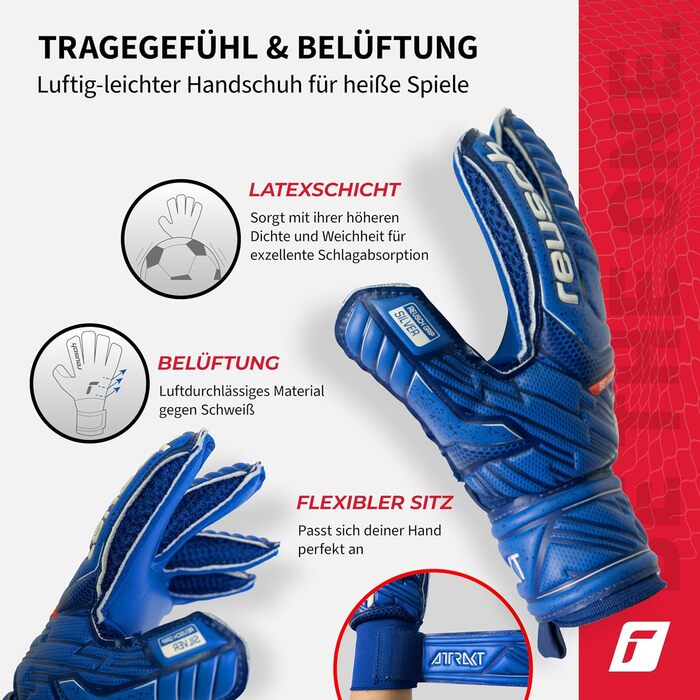 Воротарські рукавички Reusch Attrakt Silver Junior для дітей | Розміри 3-8 | Сріблястий латекс для ідеального зчеплення | Ергономічний дизайн для маленьких рук | Міцні для тренувань та гри
