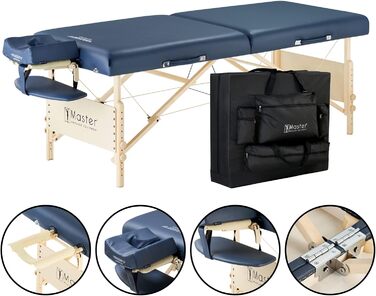 Масажний стіл Master Massage Coronado 76 см, складаний, портативний, для терапії, косметології, синій