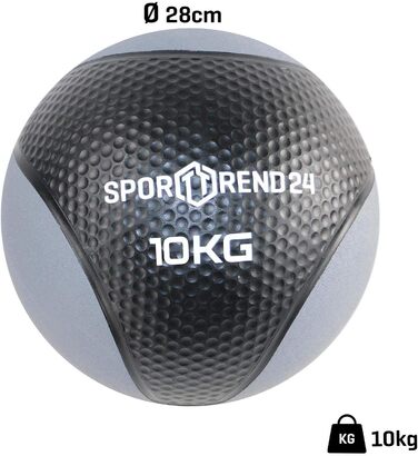 Медичний м'яч Sporttrend 24 чорний 10 кг – тренувальний фітнес-обтяжувач для залу та дому