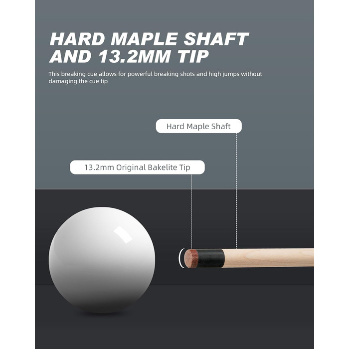 Професійна кий для більярду/пулу Crival Heavy Hitter Jump-Break-Queue, 3-х частин, 137.2 см, з клена, чорного кольору