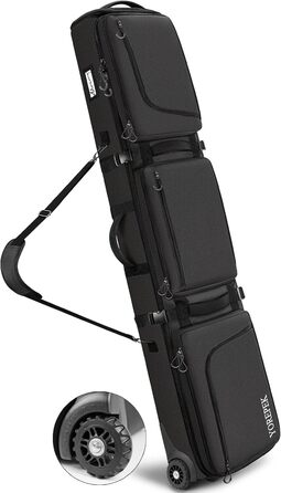 Чохол для сноуборду YOREPEK на колесах, водонепроникний, з кишенями для черевиків, розширюваний, 170 см, для 2 пар лиж/сноуборду, чорний