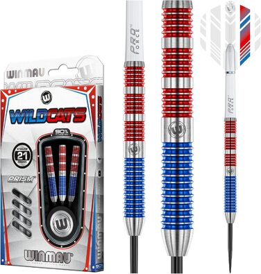 Дротики WINMAU Wildcats 90% вольфраму, 21 г, з крилами та стрижнями, призматична технологія