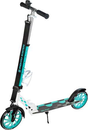 Самокат Raven Galaxia White/Mint для дорослих та дітей, складаний, 200 мм, без ручного гальма, з дзвінком і тримачем для пляшки