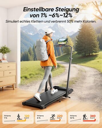 Біговий доріжка для дому з нахилом 5 в 1, 12% нахил, 2.5HP, складана, для дому та офісу, LED-дисплей, до 136 кг, без встановлення (чорно-біла, 137.01*71.81*13.00 см)