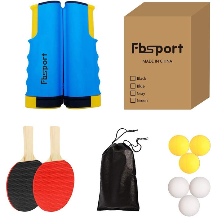 Набір для настільного тенісу: 2 ракетки, сітка, 6 м'ячів, сумка, для початківців, сім'ї та професіоналів
