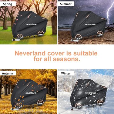 Накладна для мотоцикла NEVERLAND - захисний чохол-гараж для мотоцикла, водовідштовхувальний, сонцезахисний, 210D Oxford, 2000PA, 220x95x110 см, чорний