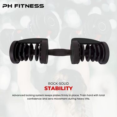 Регульована штанга 24 кг – окрема – 15-в-1, обертання однією рукою – 2,5–24 кг – компактна, економна штанга для домашнього спортзалу та силових тренувань (чорна)