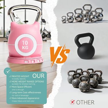 Кетлбел регульований 7-в-1, 10 кг (рожевий) для дому | Набір гантелей-кетлбелів для фітнесу | Спортивне обладнання для дому