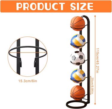 Стійка для зберігання м'ячів 5-ти ярусна, органайзер для баскетболу та футболу