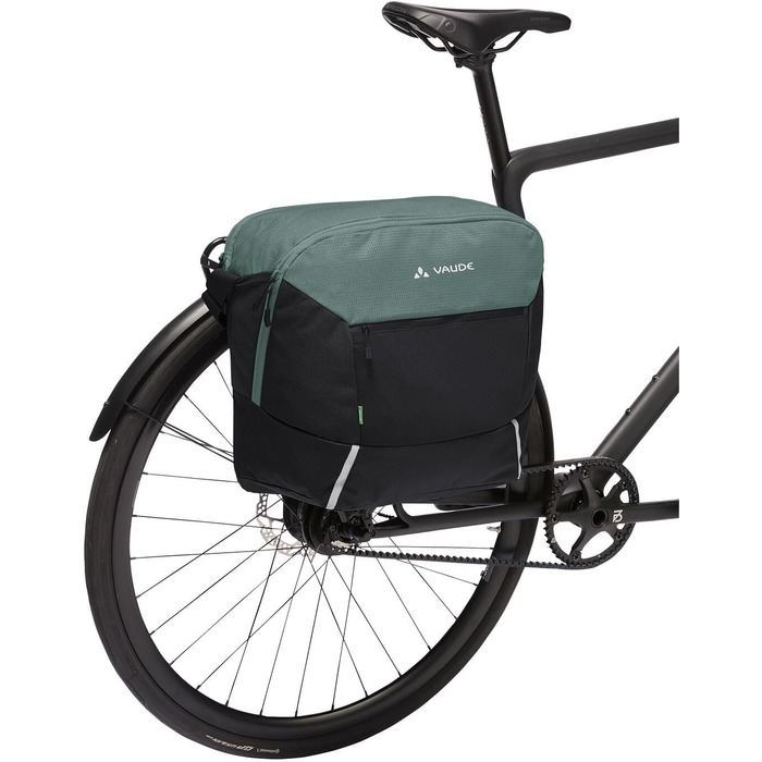 Велосумка VAUDE Cycle Messenger L 20 л з дощовиком, універсальна, чорна/зелена — месенджер для велосипеда