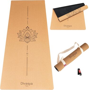 Йога мат Premium Kork: з натурального каучуку та корку | 100% натуральний та екологічний | 183 x 66 x 0,4 см | з чохлом для перенесення | неслизький | безпечний | без TPE | міцний та довговічний