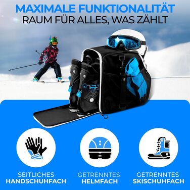 Чохол для лижних черевиків для дітей з відділенням для шолома [40 л] - модель ISCHGL, чорно-білий