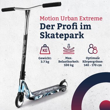 Трюковий самокат Motion Xtreme для підлітків і дорослих, 120 мм, алюмінієвий, ABEC 9, стильний та міцний, для початківців і професіоналів