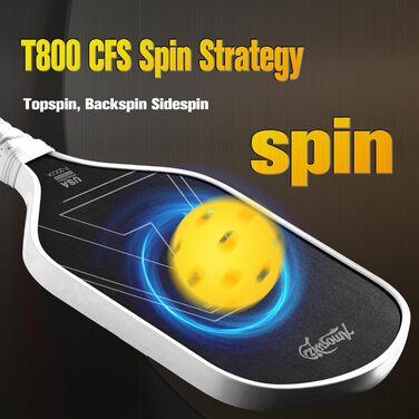 Ракетка для піклболу Amoswiz з карбону, 16 мм, T800 термоформована, для обертання, сили та контролю, з чохлом та ластиком, подарунок для професіоналів та середнього рівня