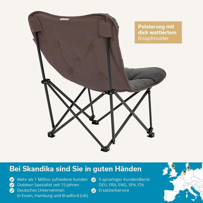 Крісло-трансформер Skandika Moonchair XL/Mala: зручне складне крісло для дому, саду, балкону та відпочинку на природі (сірий)