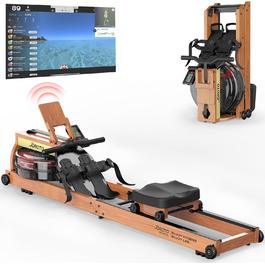 Гребний тренажер JOROTO MR280PROB для дому з дуба, з Bluetooth, складний, з дисплеєм та підтримкою Kinomap, регульований тримач для планшета, до 150 кг
