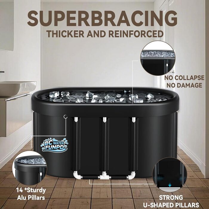 Тонна для криотерапії Eistonne Oval 120x70x70 см – велика криованна для відновлення після спорту з 5-шаровою ізоляцією та складаним дизайном