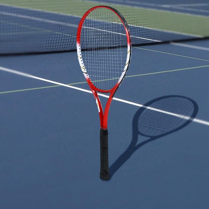 Тенісний набір для 2 гравців, для початківців, попередньо натягнутий, 68 см, легкий набір для жінок та чоловіків, з тенісними м'ячами, overgrip та сумкою Red-T216