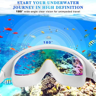 Маска для плавання та дайвінгу Schwimmbrie Unisex L (MC6500-White) з антизапітним покриттям та UV-захистом