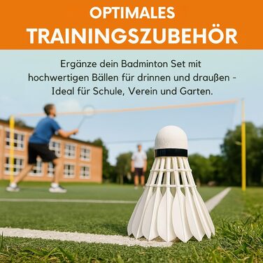 Набір для бадмінтону BEST SPORTING: 6 турнірних м'ячів з натураним пір'ям, середня швидкість