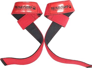 BEAR GRIP – Преміальні двошарові лямки для тяги Elite Edition, червоні