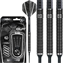 Дротики Winmau Blackout 90% вольфрам, м'який наконечник, рівний рифлений ствол