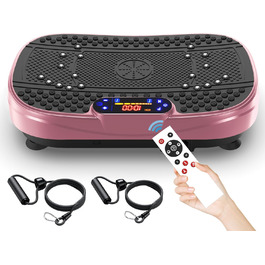 Вібраційна платформа для дому - ротаційна платформа з 120 рівнями та 5 режимами, з еластичними стрічками та пультом дистанційного керування, для спалювання жиру, нарощування м'язів та формування фігури, ідеально підходить для дому, домашнього спортзалу (Розенрот)