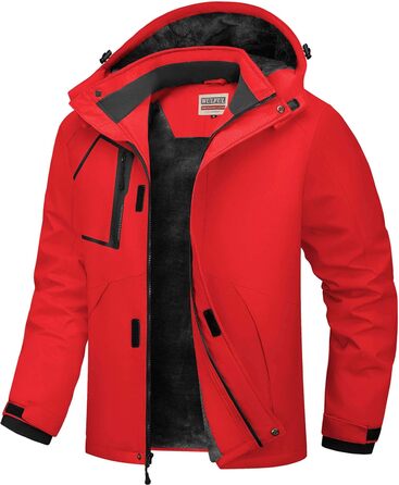 Чоловіча водонепроникна лижна куртка WUFU, тепла зимова модель, захист від вітру та снігу, червона (Getaway Solids)