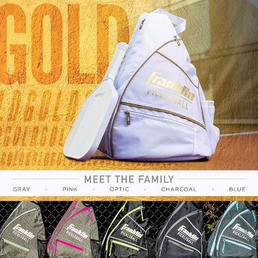 Рюкзак Franklin Sports для піклболу, біло-золотий – офіційна сумка US Open для чоловіків і жінок, підходить для екіпірування, ракеток, м'ячів та аксесуарів